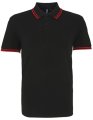 Heren Polo Asquith & Fox Classic Fit Tipped Zwart-Rood